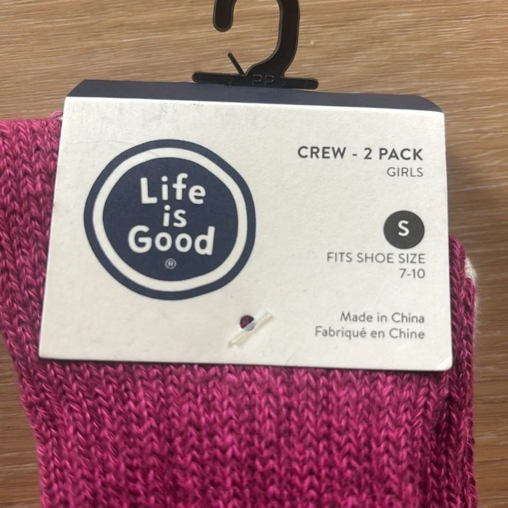 NWT Life is Good Girl's 2 Pair of Heavy Gauge Stripe Crew Socks